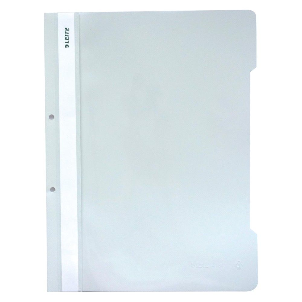 Папка с машинка и перфорация LEITZ, A4, PP 170 mic, кристал, бяла