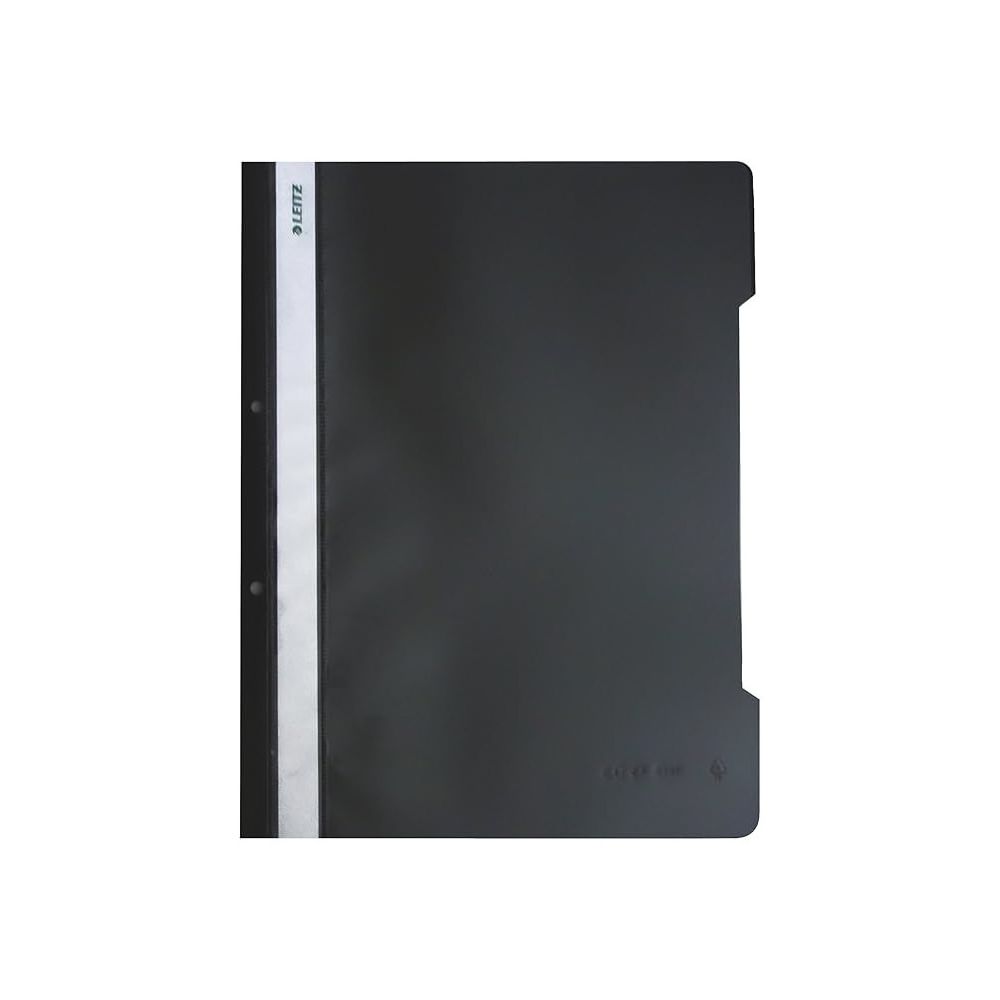 Папка с машинка и перфорация LEITZ, A4, PP 170 mic, кристал, черна