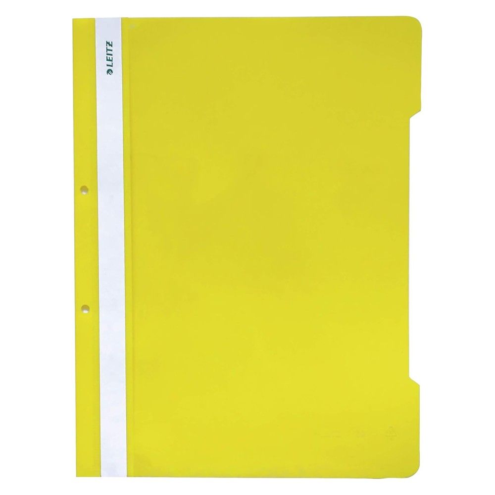 Папка с машинка и перфорация LEITZ, A4, PP 170 mic, кристал, жълта