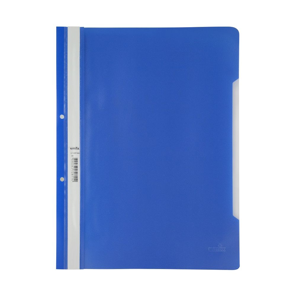 Папка с машинка и перфорация UMIX Eco, A4, PP 140 mic, мат, синя