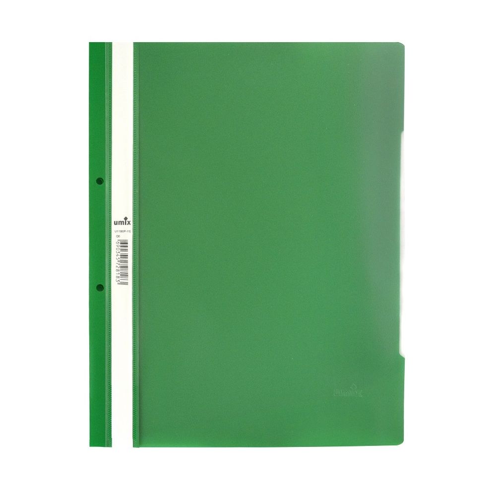 Папка с машинка и перфорация UMIX Eco, A4, PP 140 mic, мат, зелена