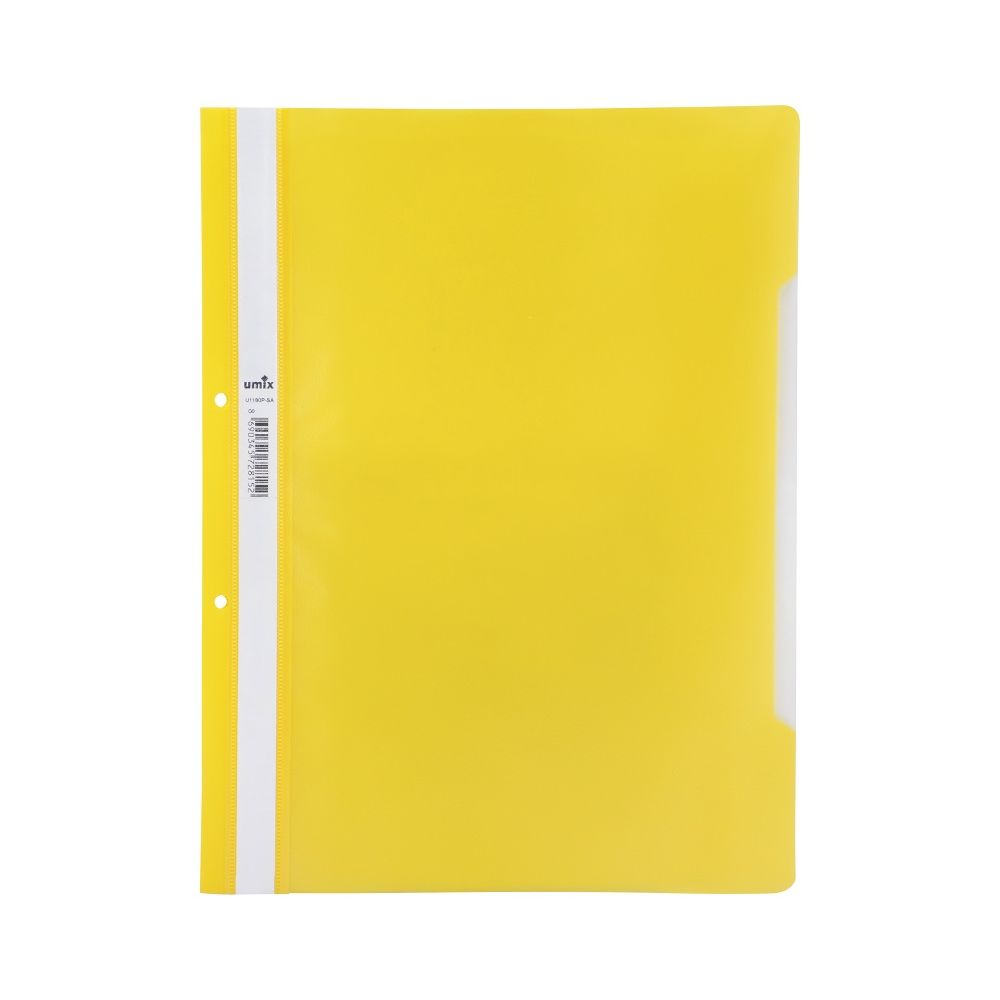 Папка с машинка и перфорация UMIX Eco, A4, PP 140 mic, мат, жълта