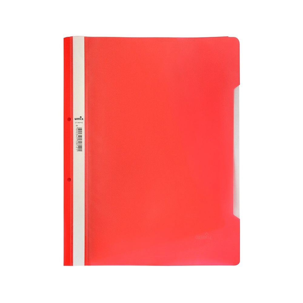 Папка с машинка и перфорация UMIX Premium, A4, PP 180 mic, мат, червена