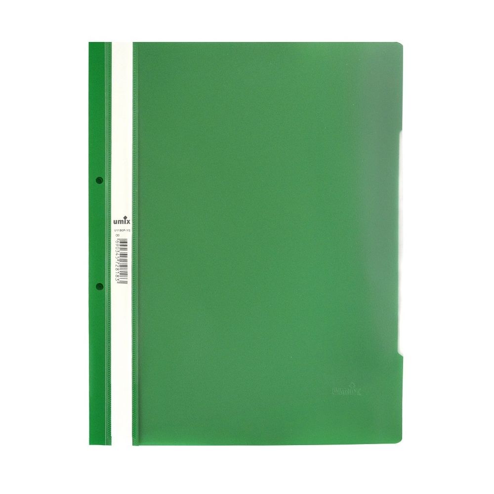 Папка с машинка и перфорация UMIX Premium, A4, PP 180 mic, мат, зелена