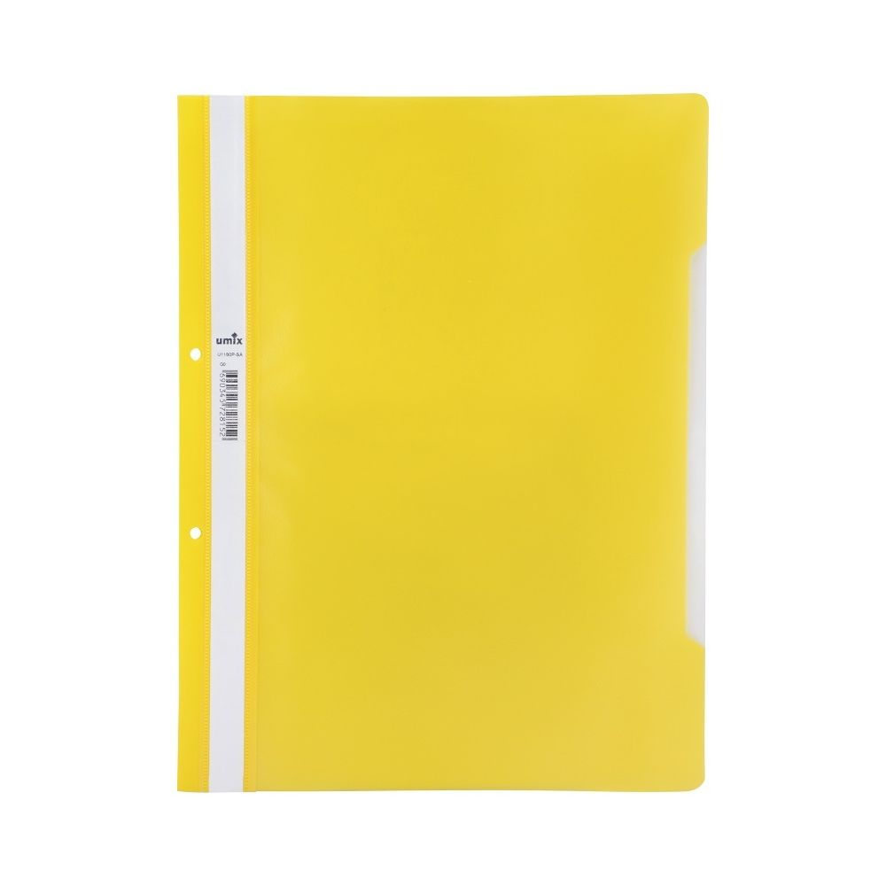 Папка с машинка и перфорация UMIX Premium, A4, PP 180 mic, мат, жълта