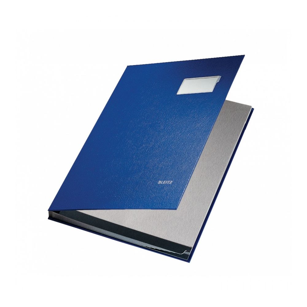 Папка за подписи LEITZ, 240х340 мм, A4+, рециклиран картон 700 г с РР фолио, 10 отделения, синя