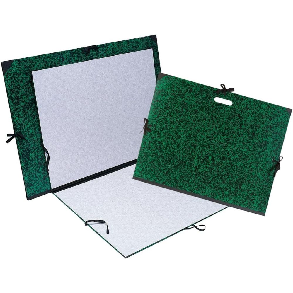 Папка за рисунки EXACOMPTA Marbled Green, 500х650 мм, А2, картон 1292 г, с текстилни връзки и гръб, 