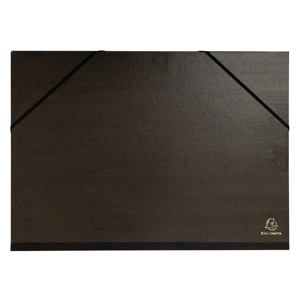 Папка за рисунки с ластик и три капака EXACOMPTA Kraft, 320х450 мм, картон 240 г, черна