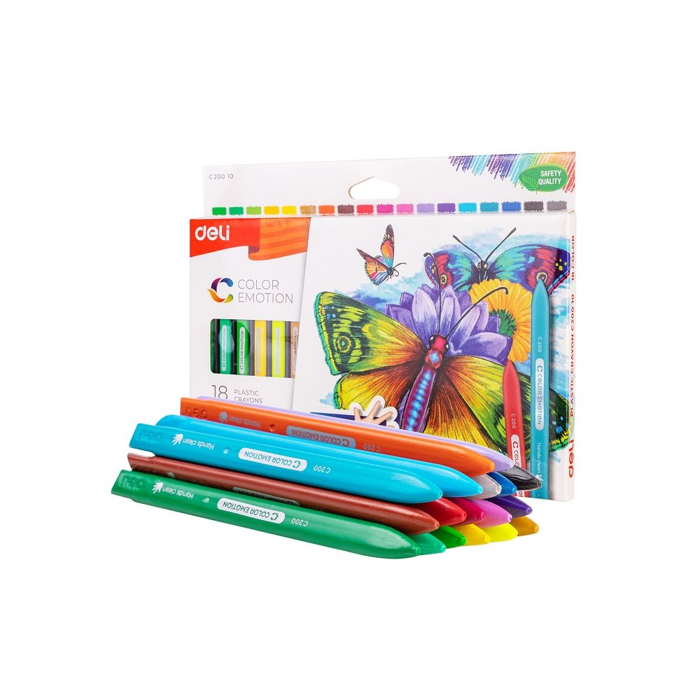 Пастели пластик Deli Color Emotion EC20010, ф 8 мм, 60 мм, 18 цвята