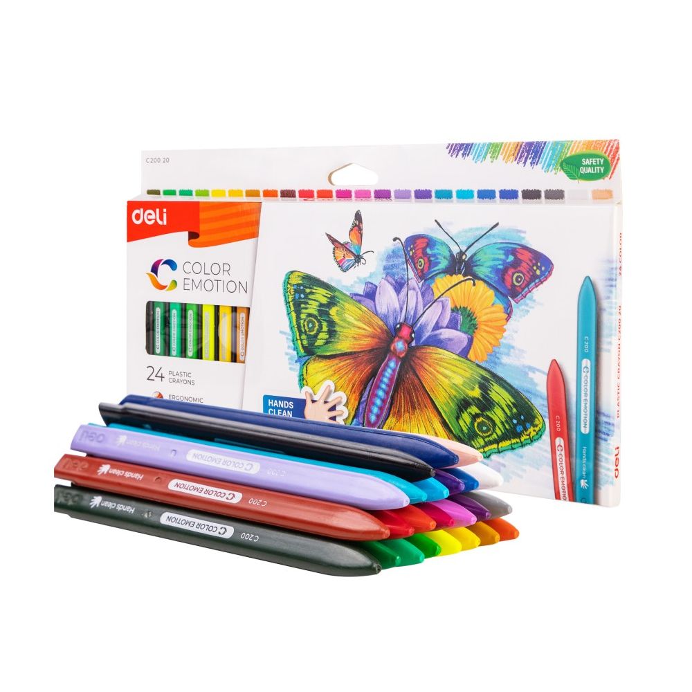 Пастели пластик Deli Color Emotion EC20020, ф 8 мм, 60 мм, 24 цвята
