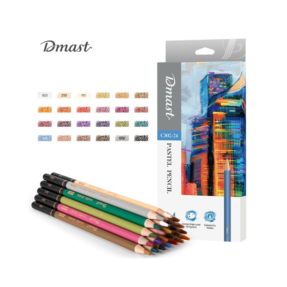 Пастелни цветни моливи Deli Dmast EC302-24, кръгло тяло, 24 цвята