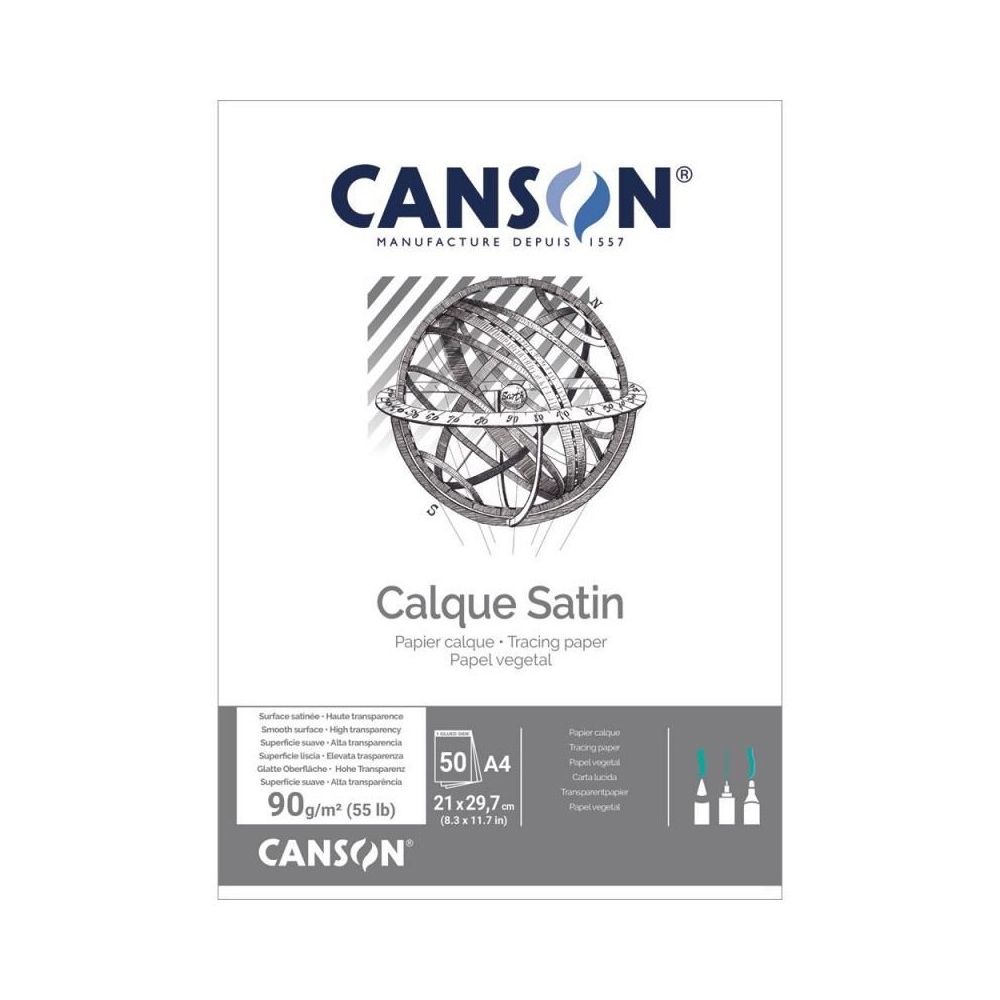 Паус хартия Canson Calque Satin, А3, 90 г, мат, кутия 50 л.