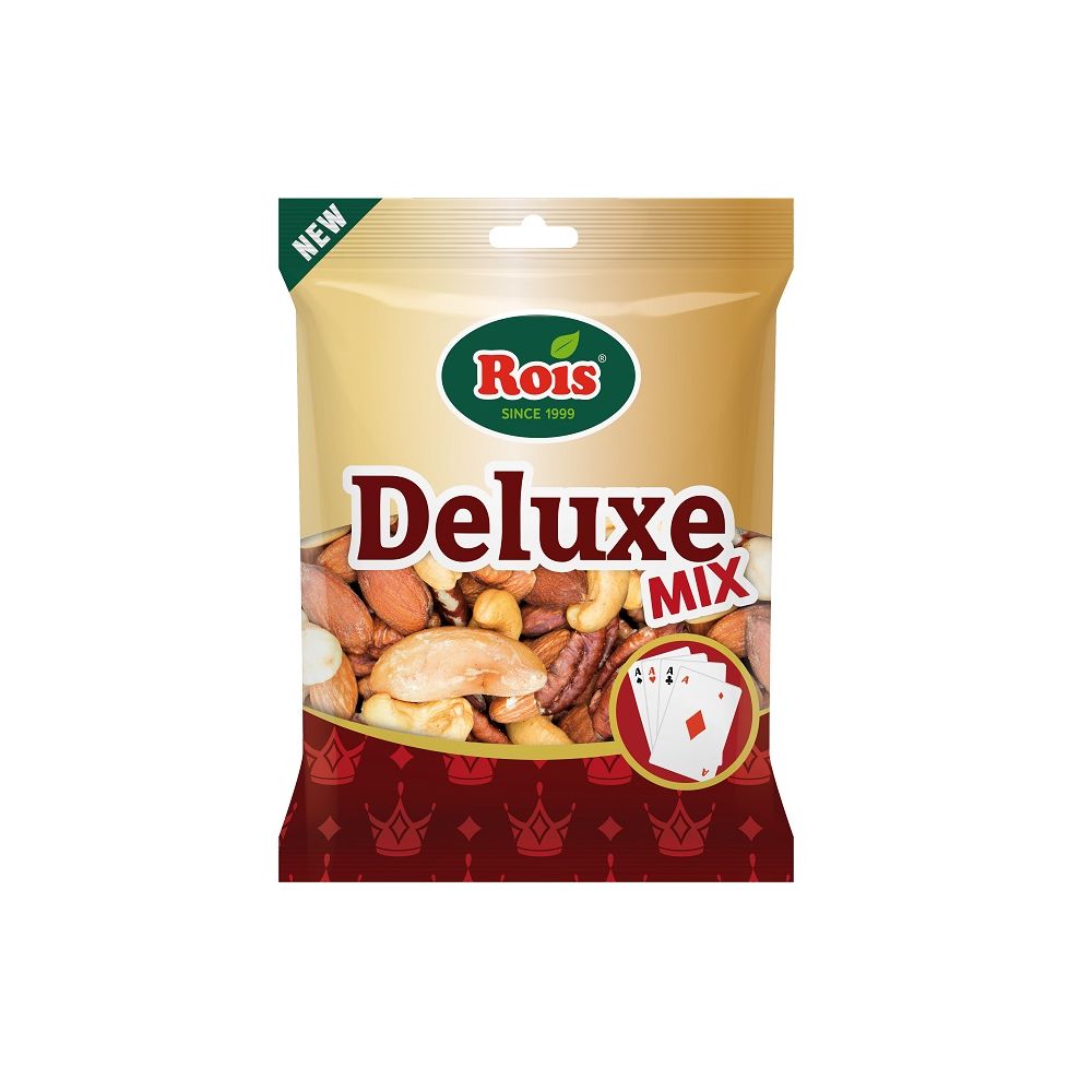 Печени ядки Rois MiХ DeluХe, бадеми, кашу, фъстъци, бразилски орех и пекан, пакет 150 г