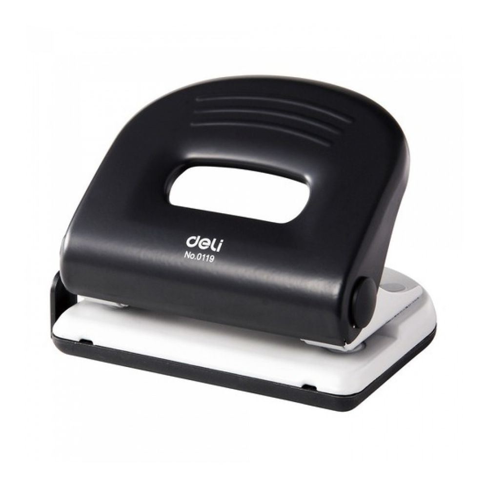 Перфоратор Deli Start, E0119, за 25 л.(80 г), с ограничител, метален, черен