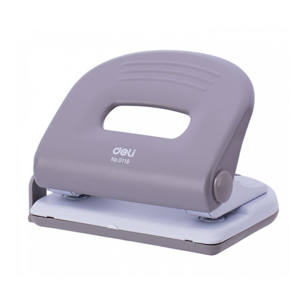 Перфоратор Deli Start, E0119, за 25 л.(80 г), с ограничител, метален, сив