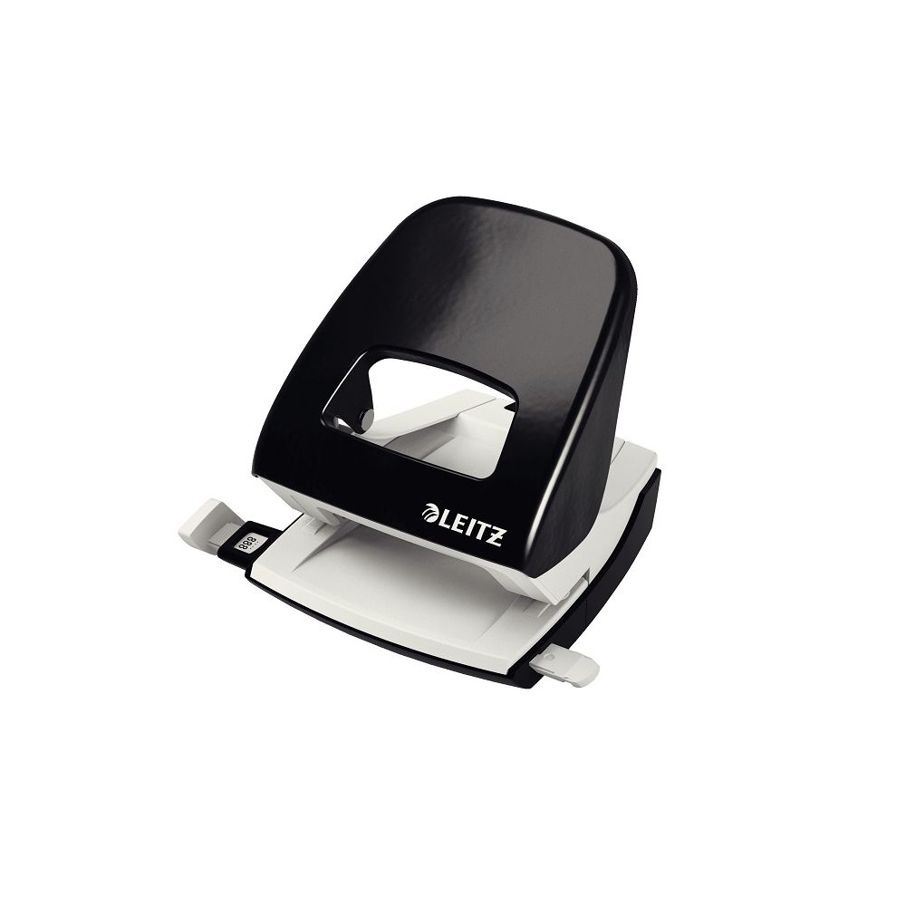 Перфоратор LEITZ 5008 NeXXt, за 30 л.(80 г), с ограничител, 98x109x121 мм, метален, черен