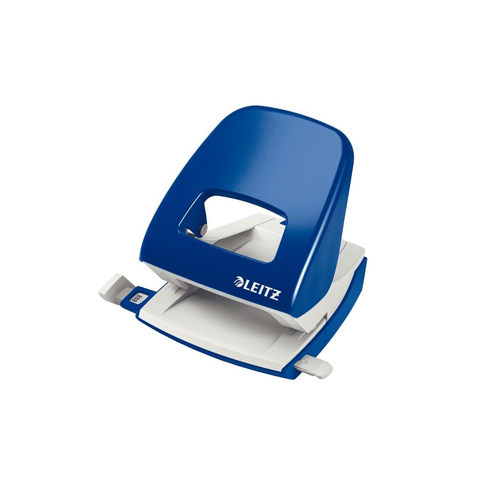 Перфоратор LEITZ 5008 NeXXt, за 30 л.(80 г), с ограничител, 98x109x121 мм, метален, син