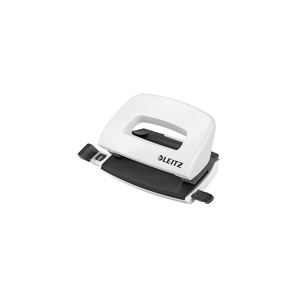 Перфоратор LEITZ WOW, за 10 л.(80 г), с ограничител, 100x70x81 мм, пластмаса + метал, перленобял