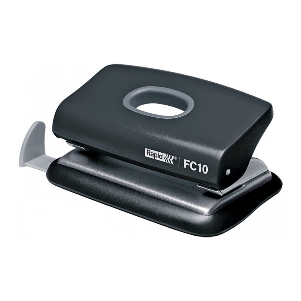 Перфоратор Rapid FC10, за 10 л.(80 г), с ограничител, 104x49x72 мм, ABS + метал, черен