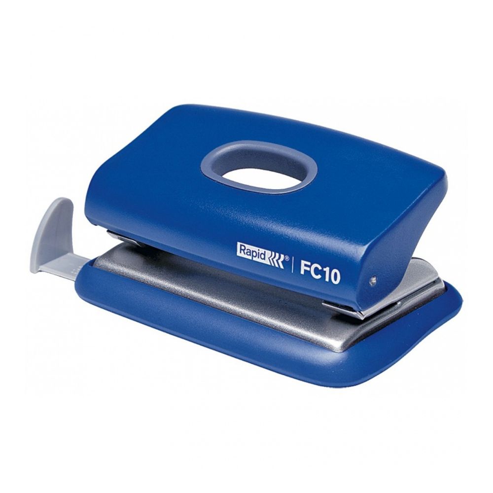 Перфоратор Rapid FC10, за 10 л.(80 г), с ограничител, 104x49x72 мм, ABS + метал, син