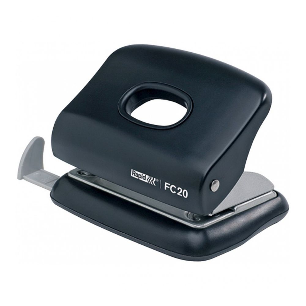 Перфоратор Rapid FC20, за 20 л.(80 г), с ограничител, 91x55x112 мм, ABS + метал, черен