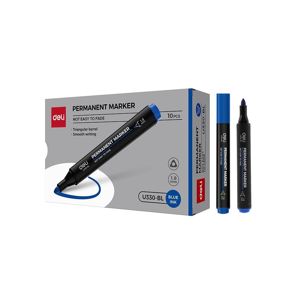 Перманентен маркер Deli EU330-BL, объл връх 1.8 мм, син