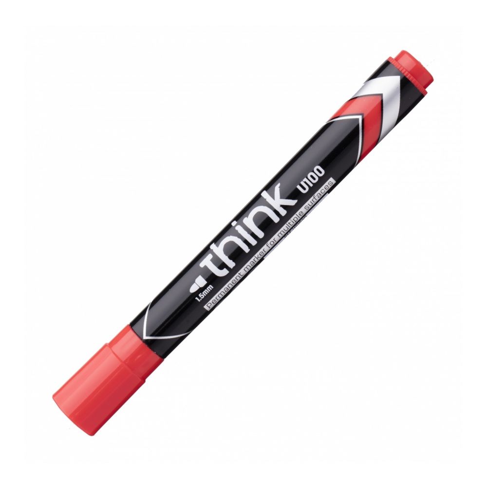 Перманентен маркер Deli think EU10040, объл връх 1.5 мм, червен