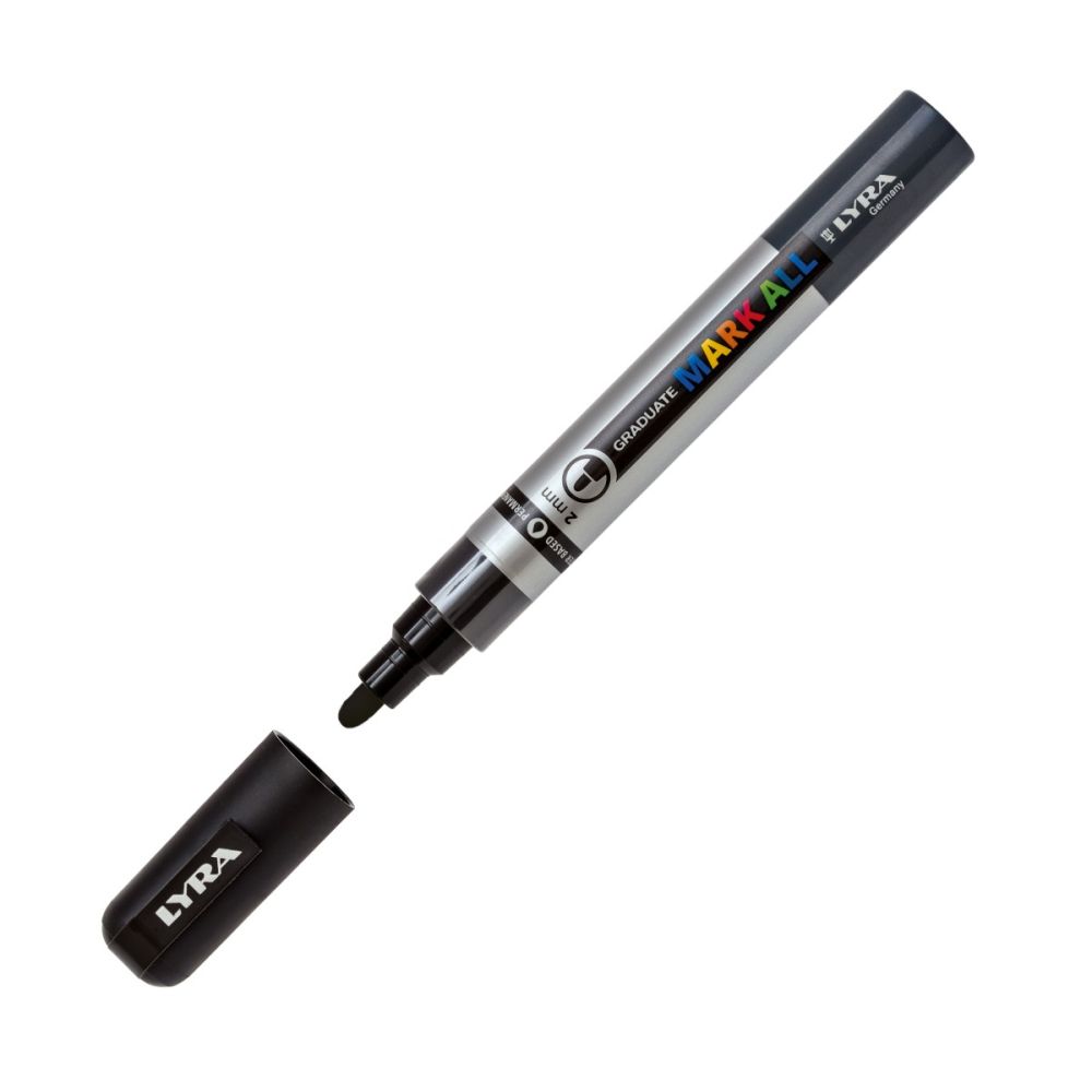 Перманентен маркер LYRA GRADUATE MARK ALL, объл връх 2 мм, черен