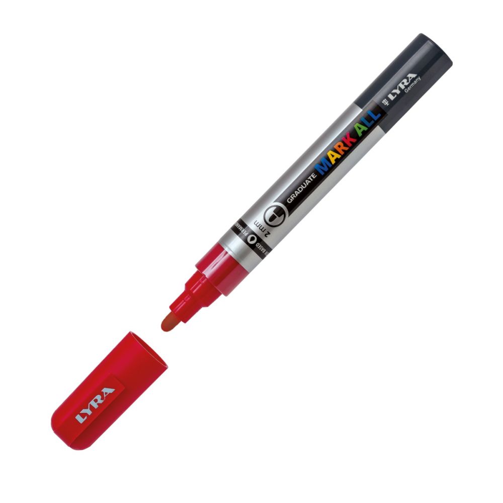 Перманентен маркер LYRA GRADUATE MARK ALL, объл връх 2 мм, червен