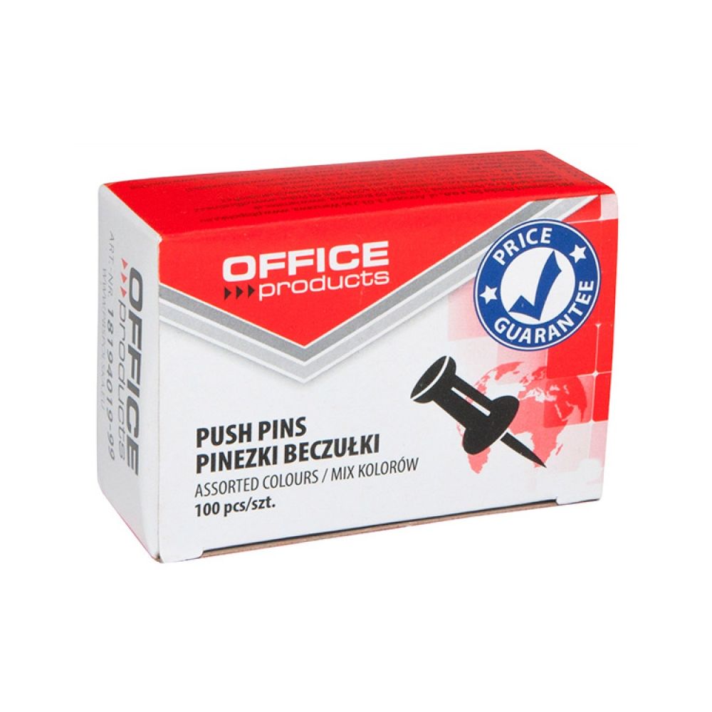 Пинове за коркова дъска OFFICE PRODUCTS, цветни, кутия 100 бр.