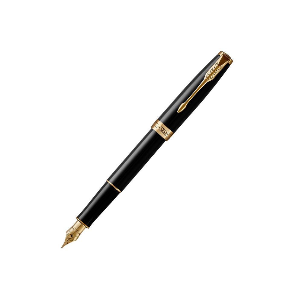 Писалка PARKER Royal Sonnet Lacquer Black GT, месингово тяло, позлатен клип, черен