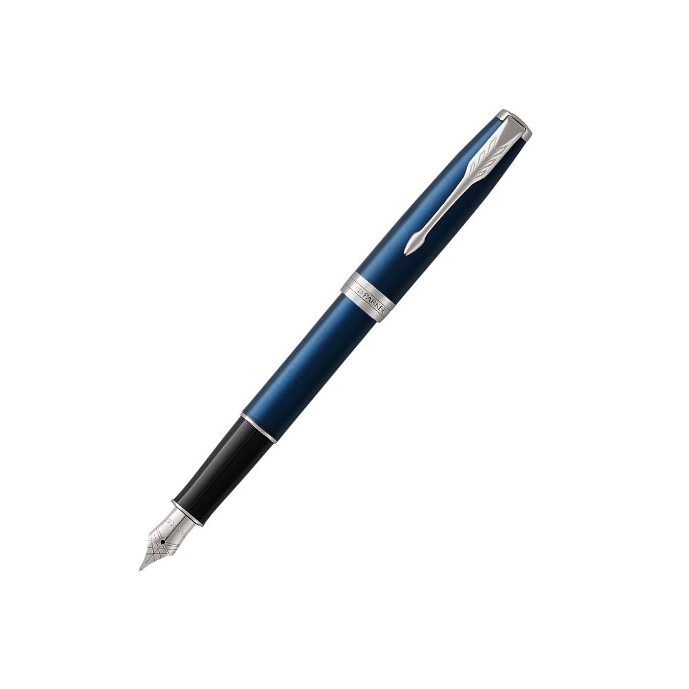 Писалка PARKER Royal Sonnet Lacquer Blue CT, месингово тяло, хромиран клип, черен