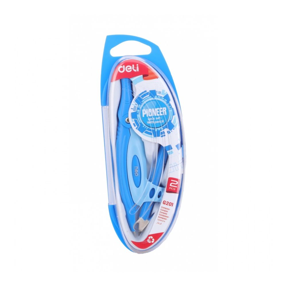 Пластмасов пергел с молив Deli Pioneer EG20102, син