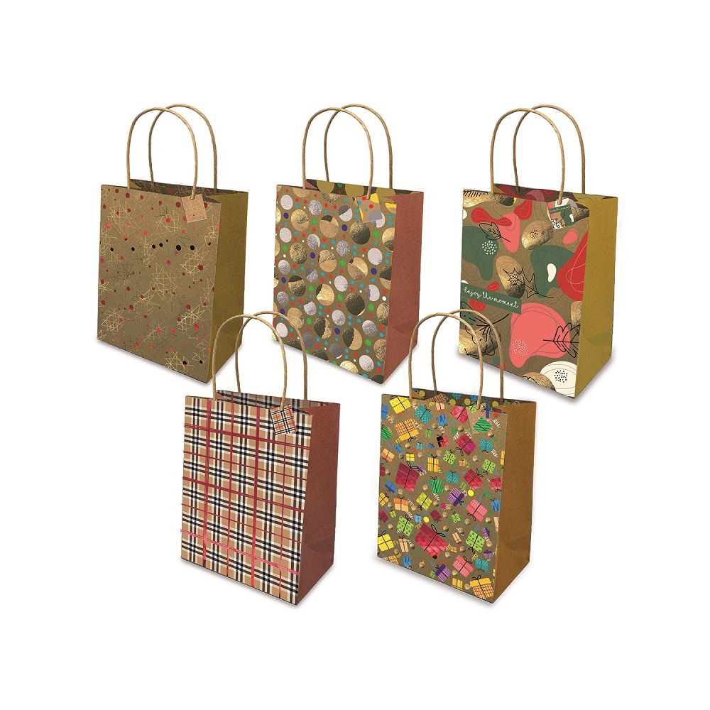 Подаръчна торбичка с картичка MITAMA Natural, еко хартия, 320x256x125 мм, микс цветове