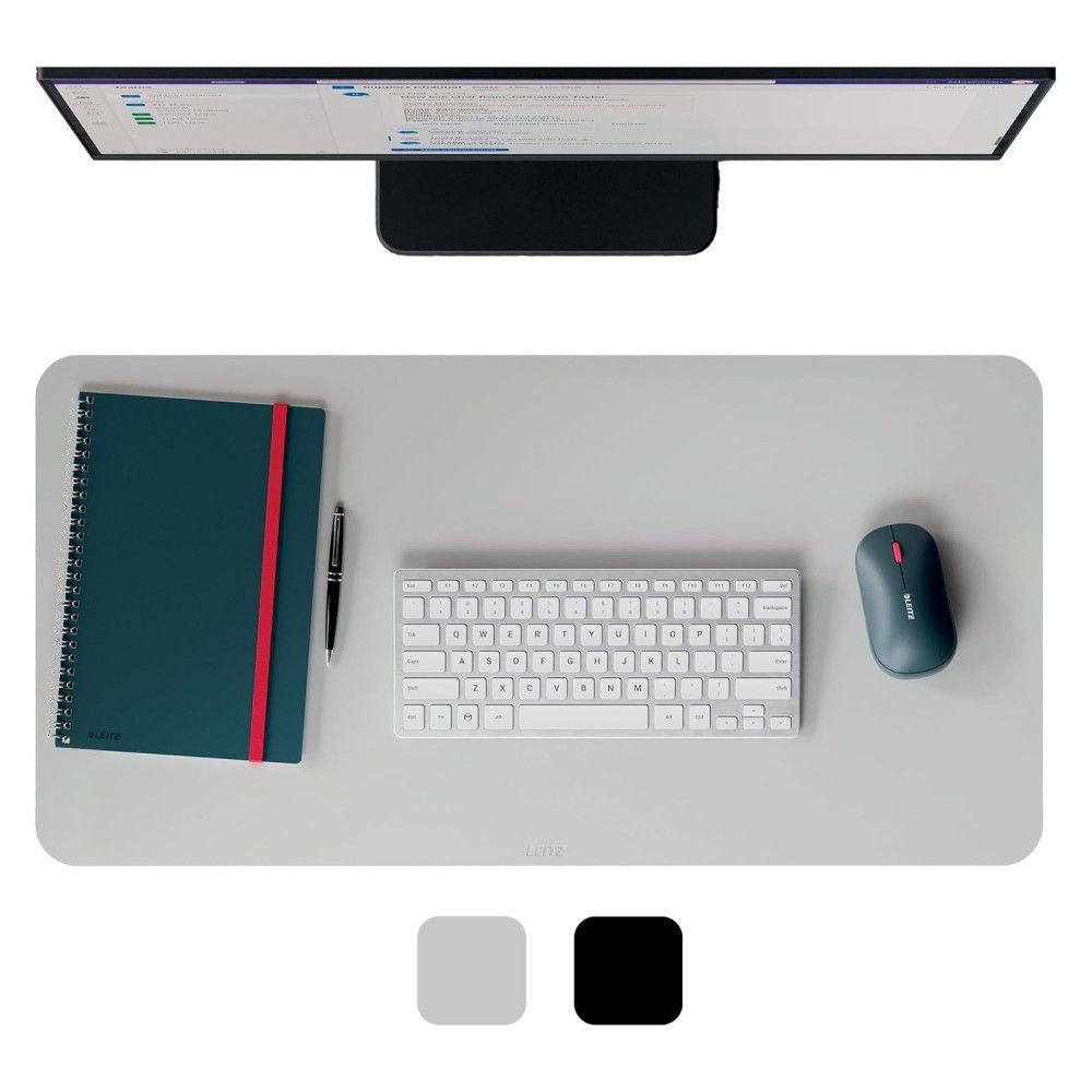 Подложка за бюро LEITZ, рециклирана ествена кожа, 700х360 мм, светлосива