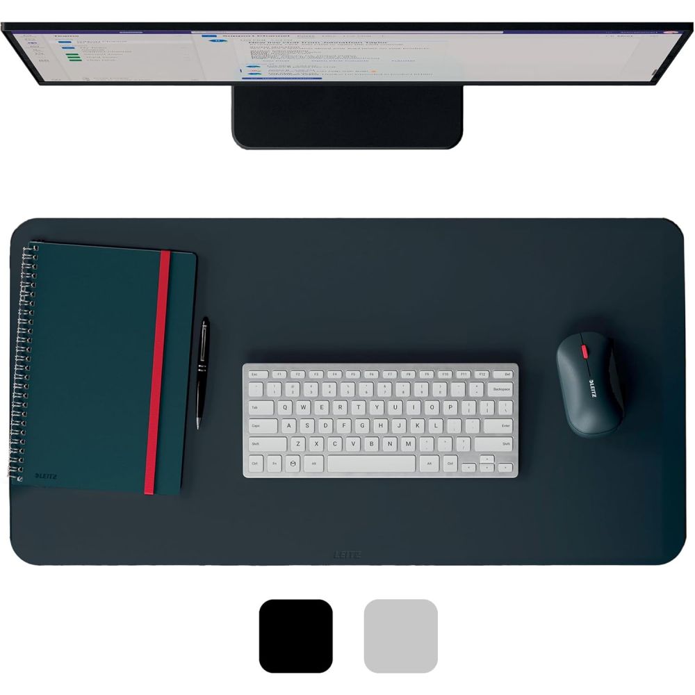 Подложка за бюро LEITZ, рециклирана ествена кожа, 700х360 мм, тъмносива