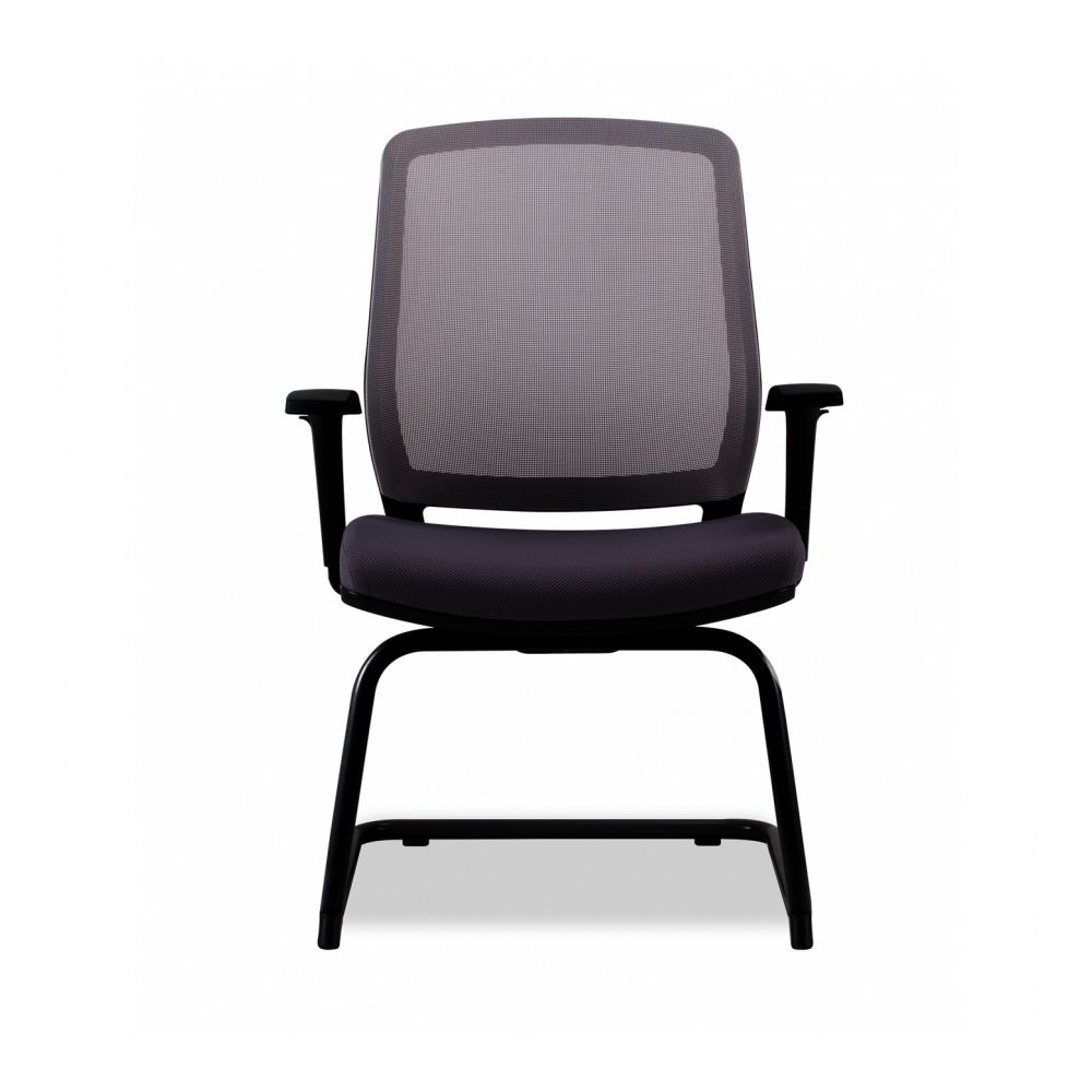 Посетителски стол DAWON COBI, мрежа и дамаска, черна метална база, фиксирани подлакътници, черен