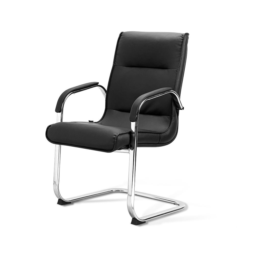 Посетителски стол Deli BARI, еко кожа, метална база, фиксирани подлакътници, черен