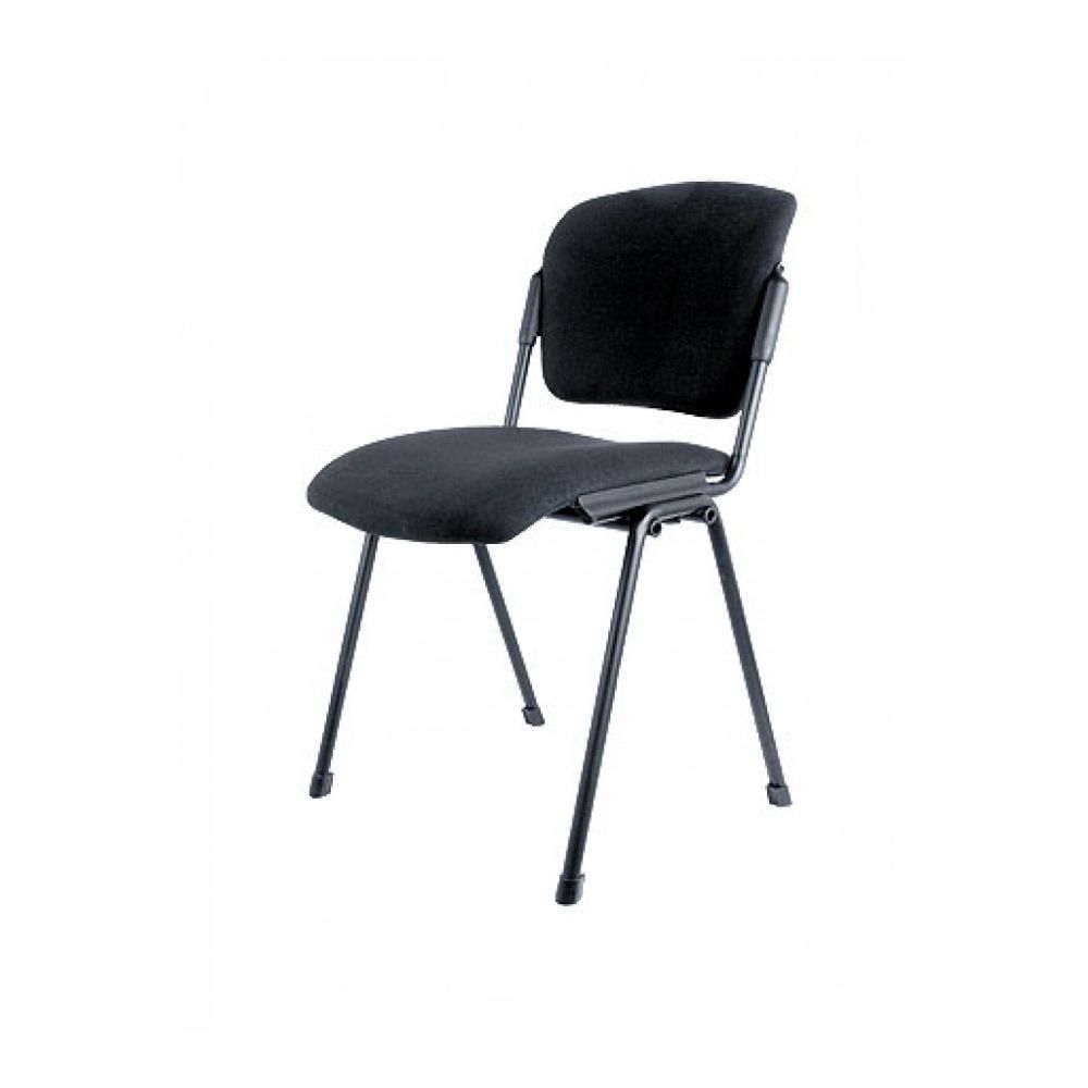 Посетителски стол Era Black, дамаска, черна метална база, без подлакътници, черен