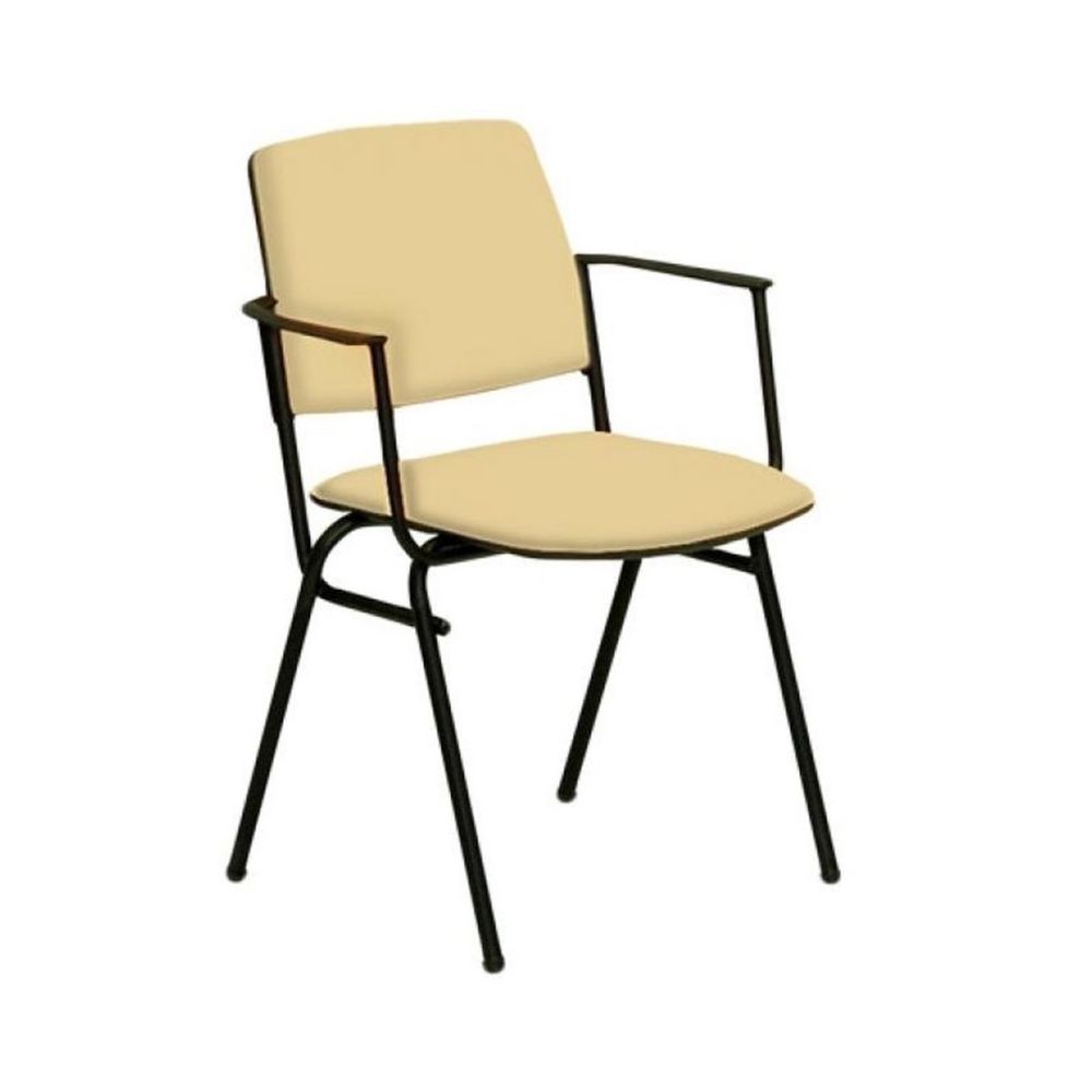 Посетителски стол Isit Arm Black C, еко кожа, метална база хром, бежов