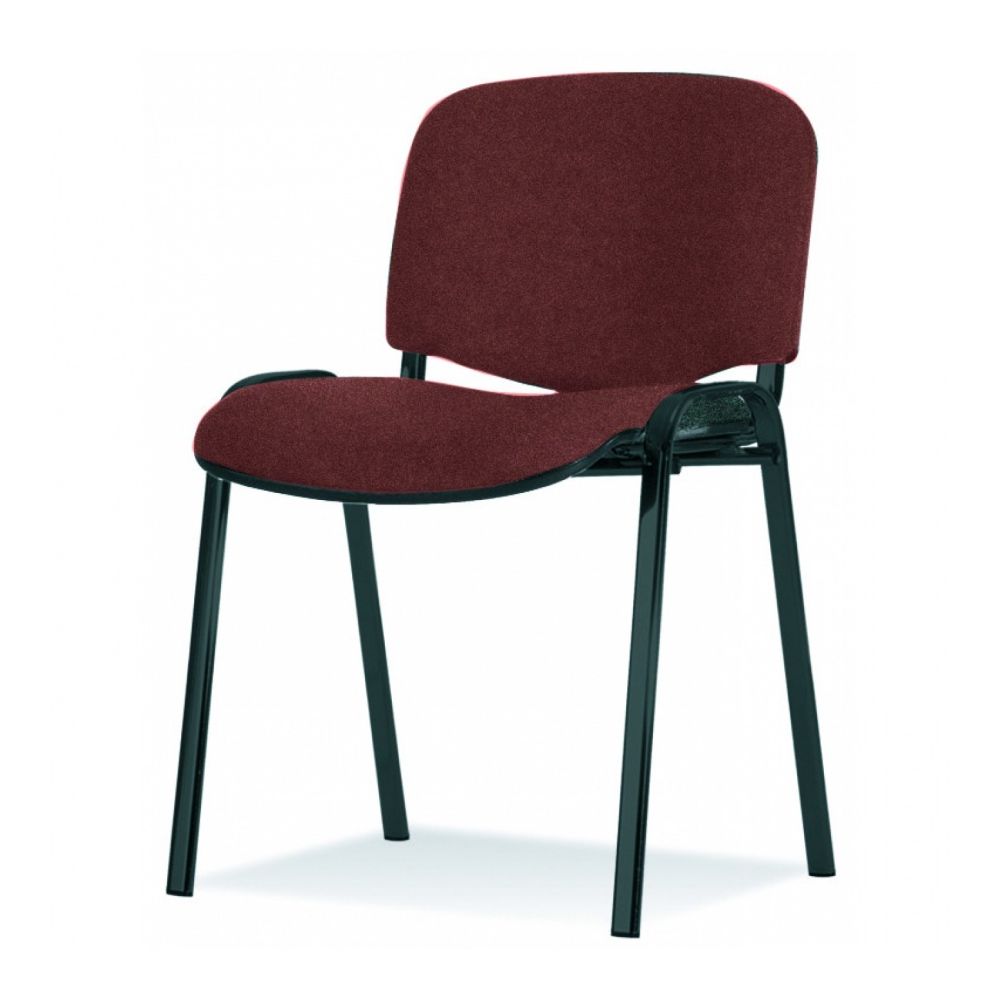 Посетителски стол Iso Black, дамаска, черна метална база, бордо