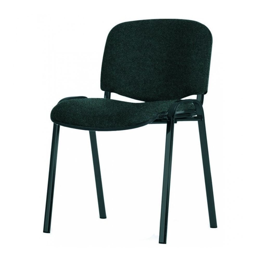 Посетителски стол Iso Black, дамаска, черна метална база, черен