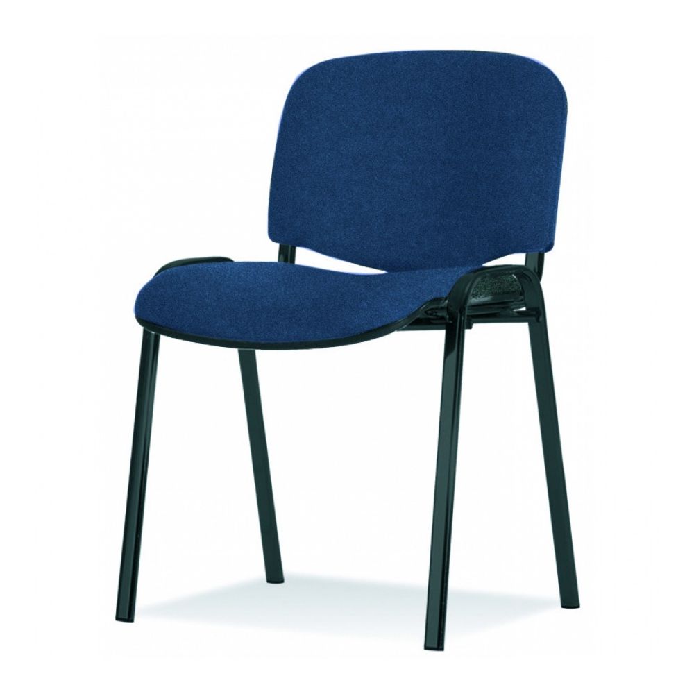 Посетителски стол Iso Black, дамаска, черна метална база, син