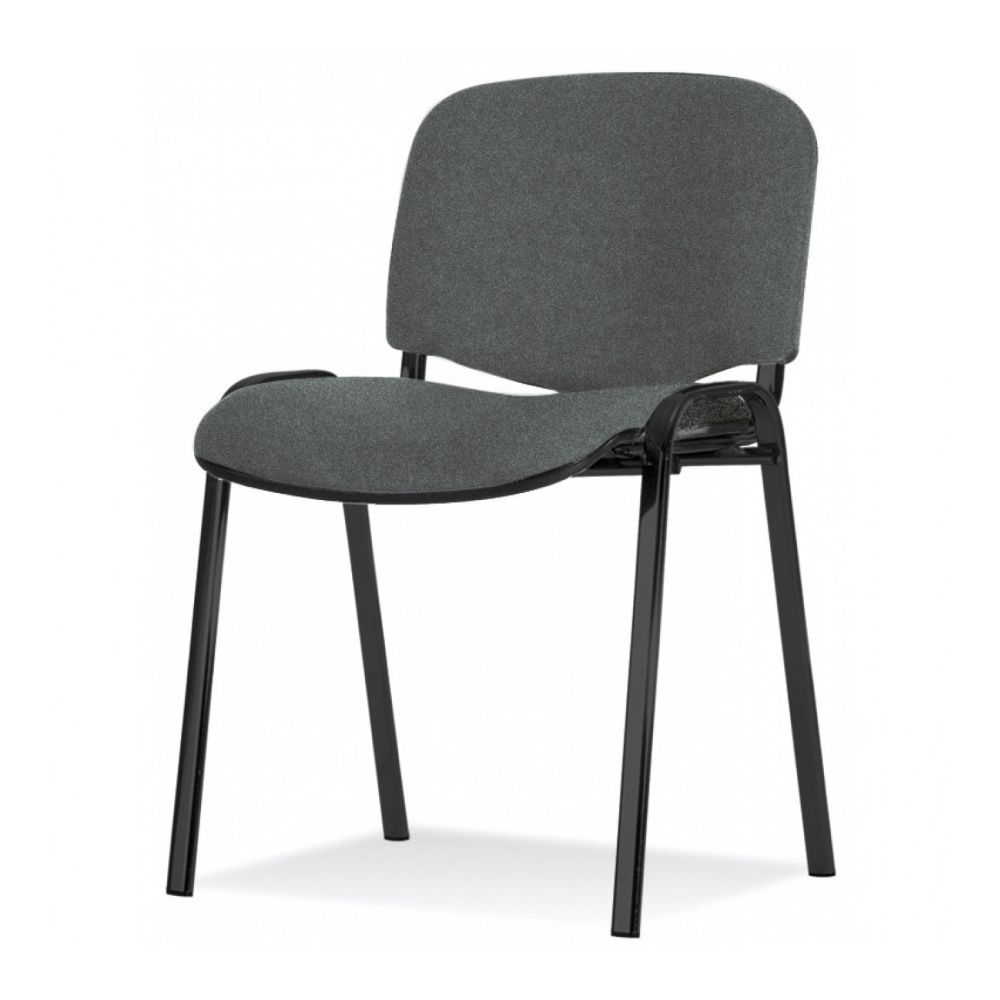 Посетителски стол Iso Black, дамаска, черна метална база, сив