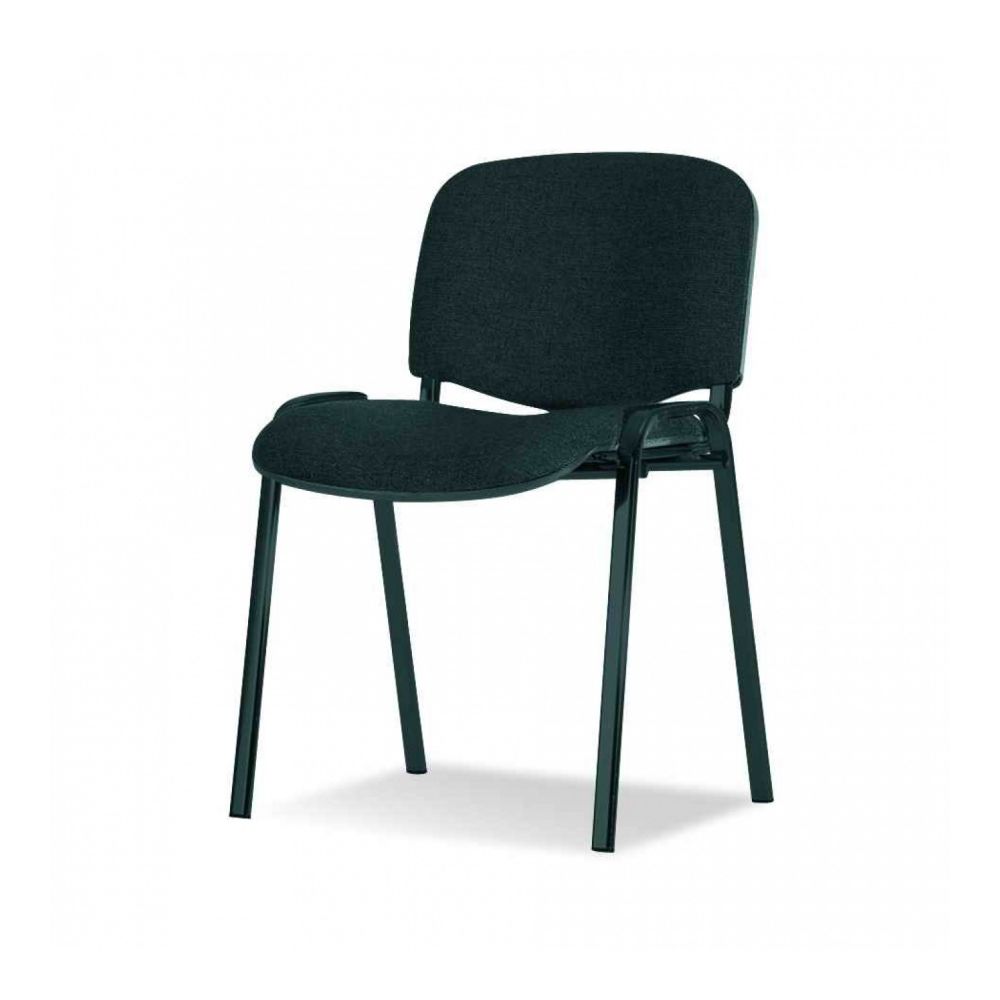 Посетителски стол Iso Black, еко кожа, черна метална база, черен