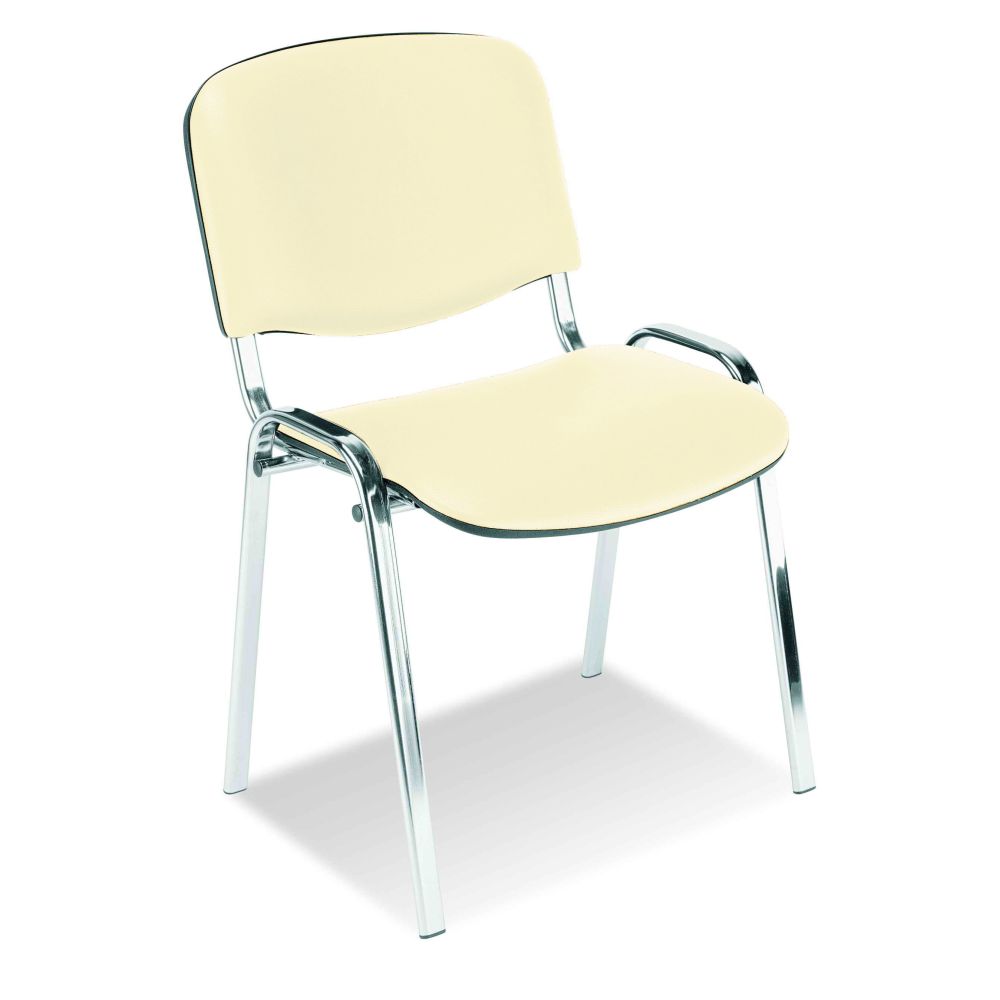 Посетителски стол Iso Chrome,еко кожа, база хромиран метал, бежов