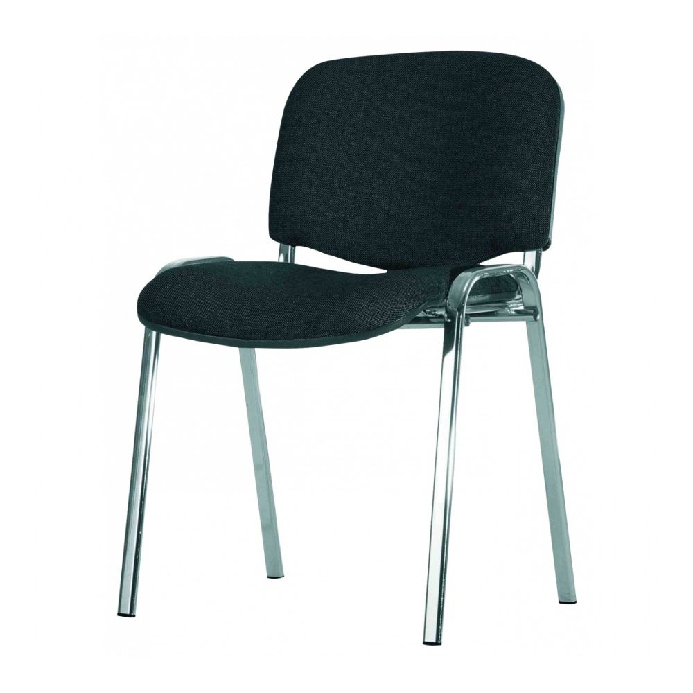 Посетителски стол Iso Chrome, еко кожа, база хромиран метал, черен