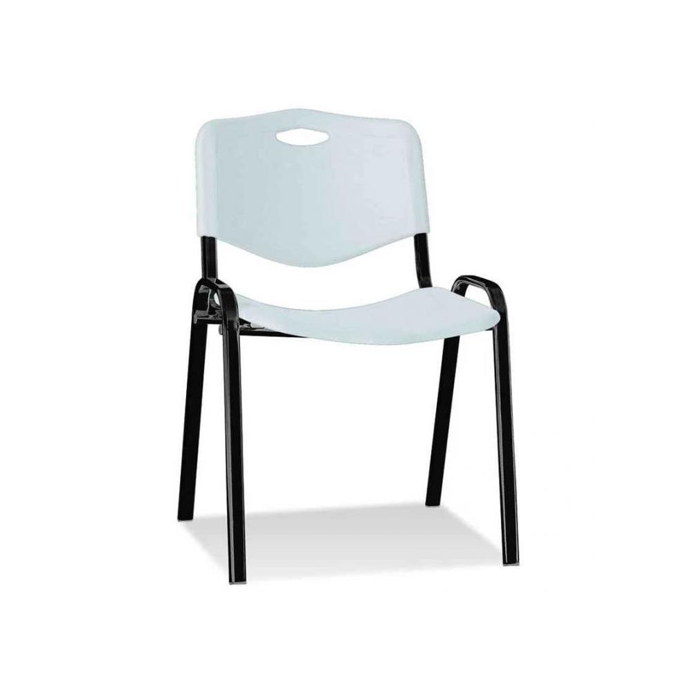 Посетителски стол Iso Plastic Black, PP седалка и облегалка , черна метална база, бял