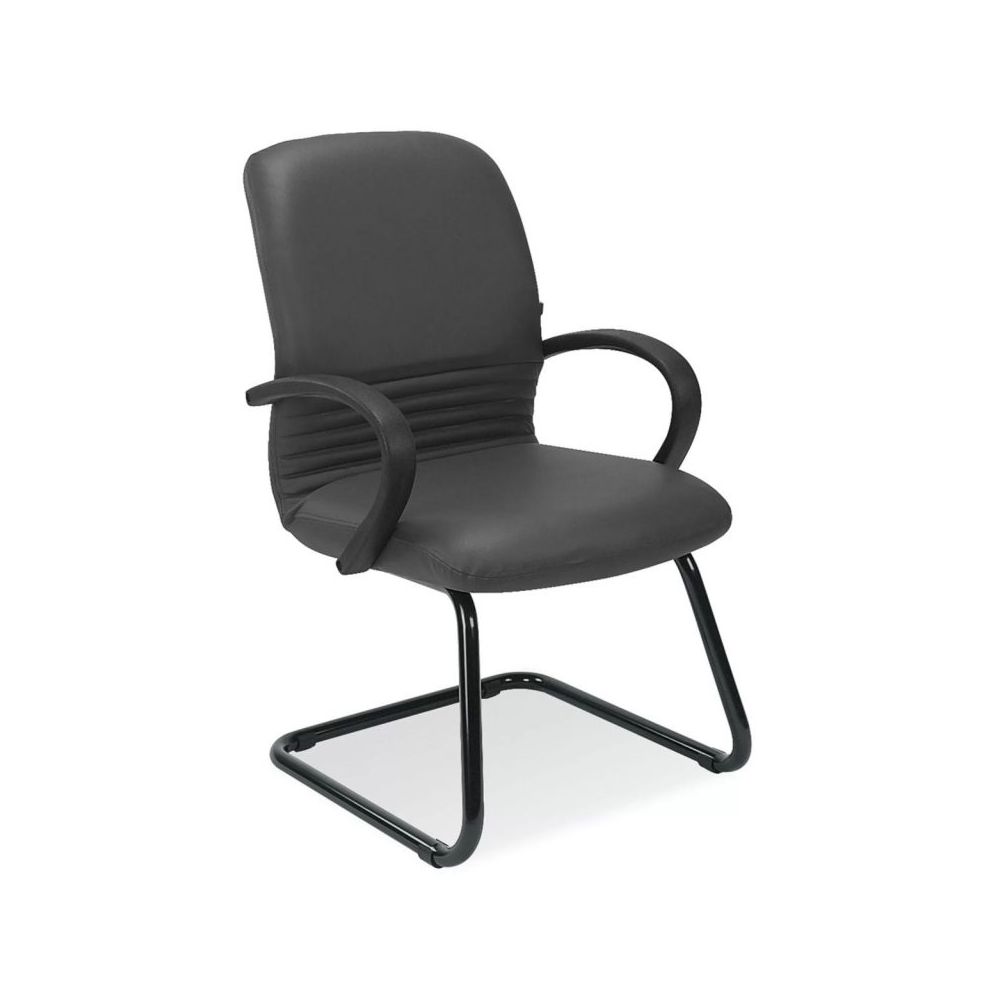 Посетителски стол Mirage CF/LB, еко кожа, метална база черна, фиксирани подлакътници, черен