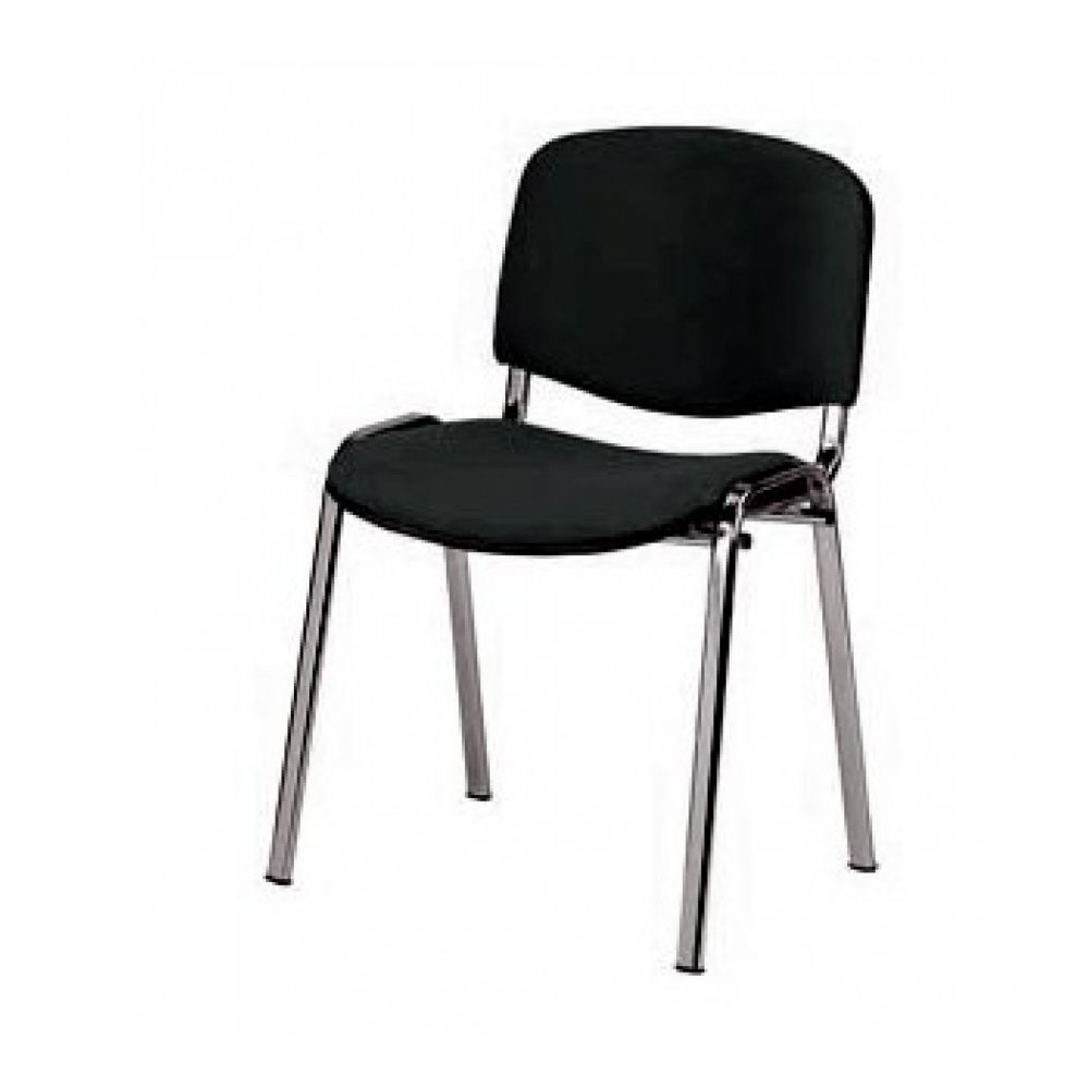 Посетителски стол TAURUS TC C, дамаска, метална база хром, без подлакътници, черен